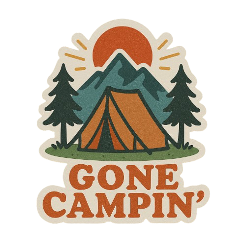 "GONE CAMPIN'" STICKER