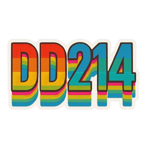"DD214" RAINBOW COLOR STICKER