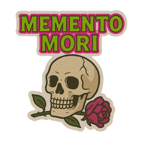 "MEMENTO MORI" SKULL WITH ROSE STICKER